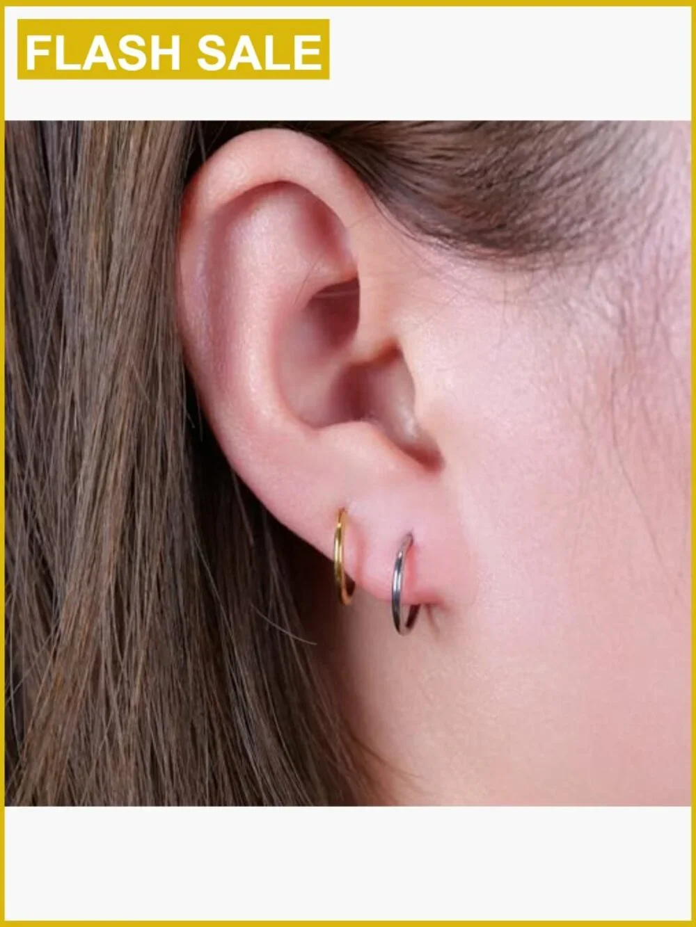 Titanium Slim Huggie Hoop Earrings Hypoallergenic Sensitive Ears
